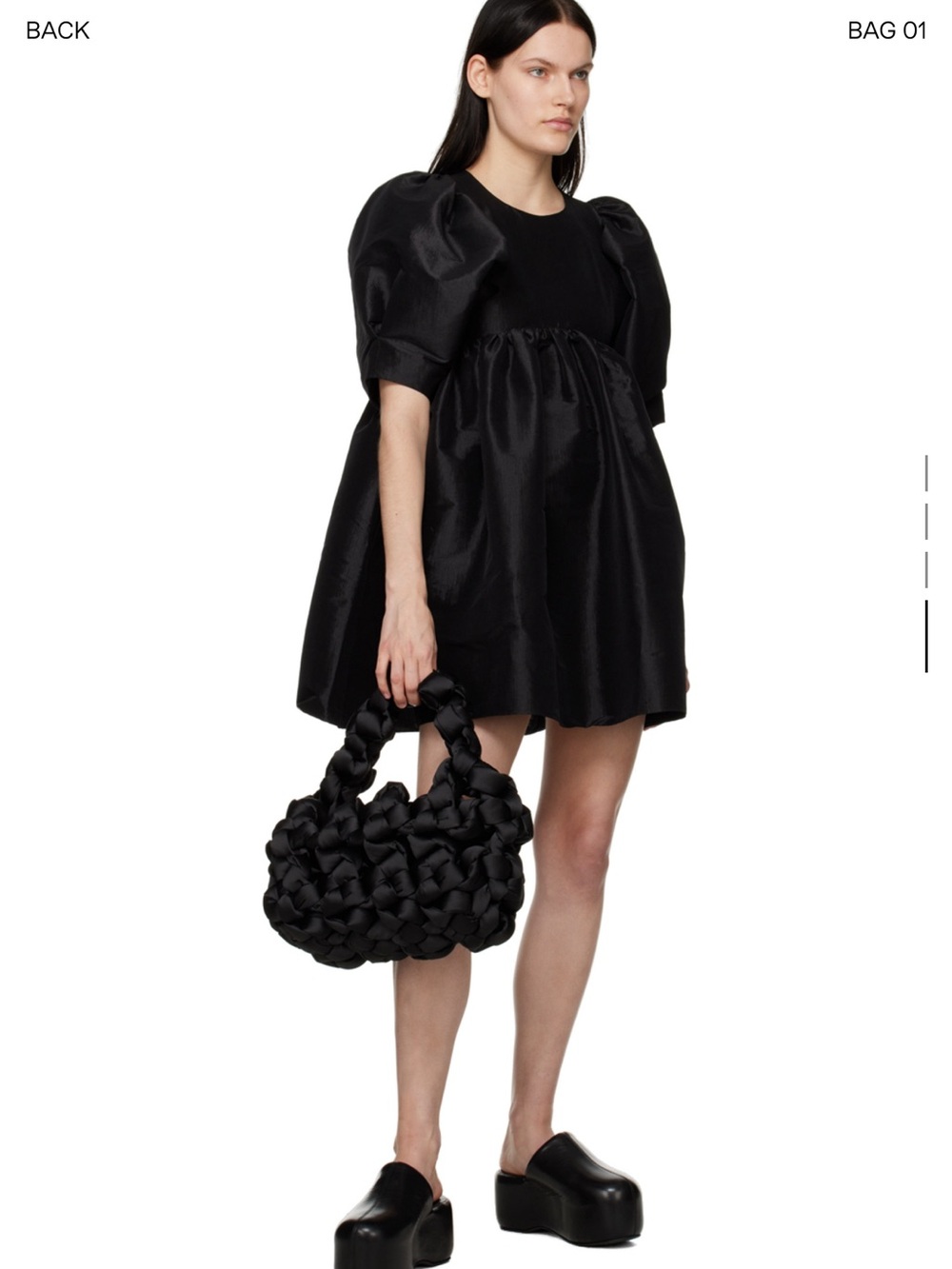 KARA Braided Puff Tote Bag in Black